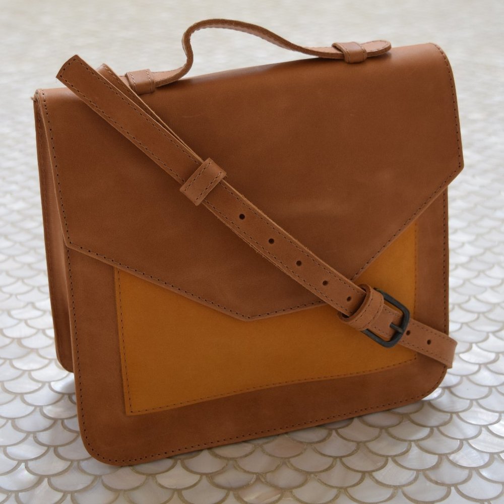 ABLE Global + Local Banchi Leather & Suede Tan Satchel Crossbody Bag! $158 **NEW